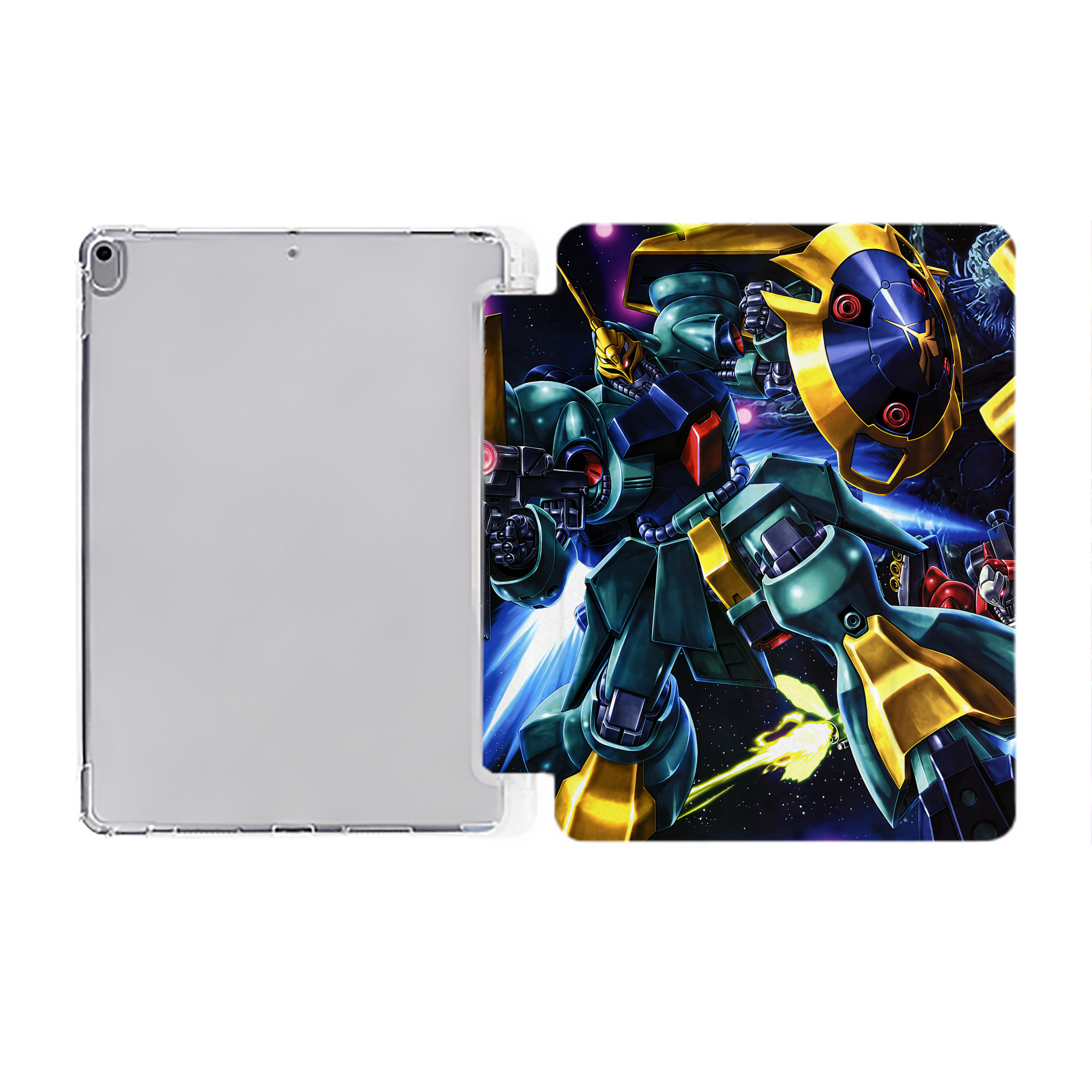 （画像用） 機動戦士ガンダム Mobile Suit Gundam IPad ケース ペン収納付き 三つ折りスタンド PUレザー×シリコン 対応機種9.5/10.5/10.9インチ